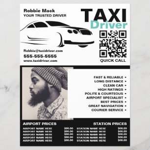 Snelle auto Logo, foto, taxichauffeur, prijslijst Flyer