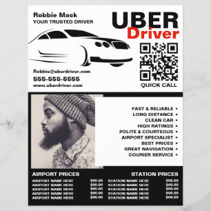 Snelle auto Logo, Foto, Uber chauffeur, prijslijst Flyer