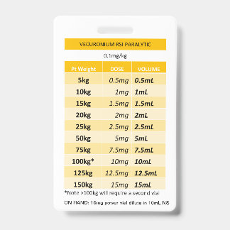 Snelle dosering RE: Vecuronium & Rocuronium Paraly Badge