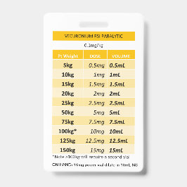 Snelle dosering RE: Vecuronium & Rocuronium Paraly Badge