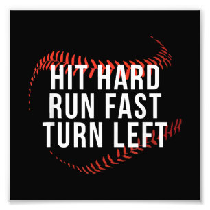 Snelle draai links Funny Baseball Player Foto Afdruk