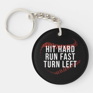 Snelle draai links Funny Baseball Player Sleutelhanger