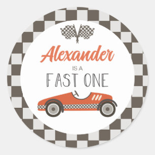 Snelle Eén rode Race Auto Verjaardag Ronde Sticker