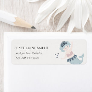 SNELLE ELEGANTE KLEINE BLAUWE MERMAID ADRES ETIKET