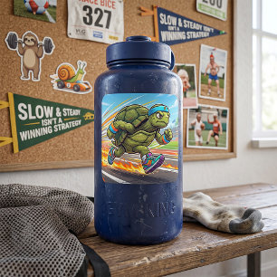 Snelle Schildpad Sprinter Atletische Hardloper Vierkante Sticker