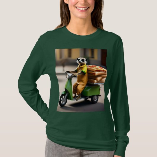 Snelle service: Meerkat levert pizza in Tuk-tuk T-shirt (Voorkant)