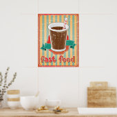 Snelle voedselachtergrond met drink in retro-stijl poster (Keuken)