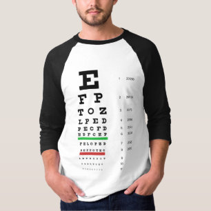 Snellen Eye Chart 3/4 Sleeve Raglan T-shirt