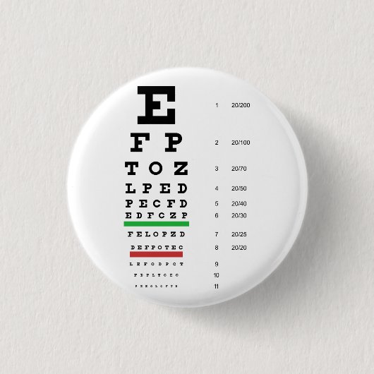 Snellen Eye Chart Button (Voorkant)