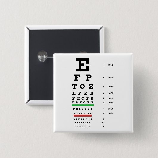 Snellen Eye Chart Button (Voorkant /achterkant)