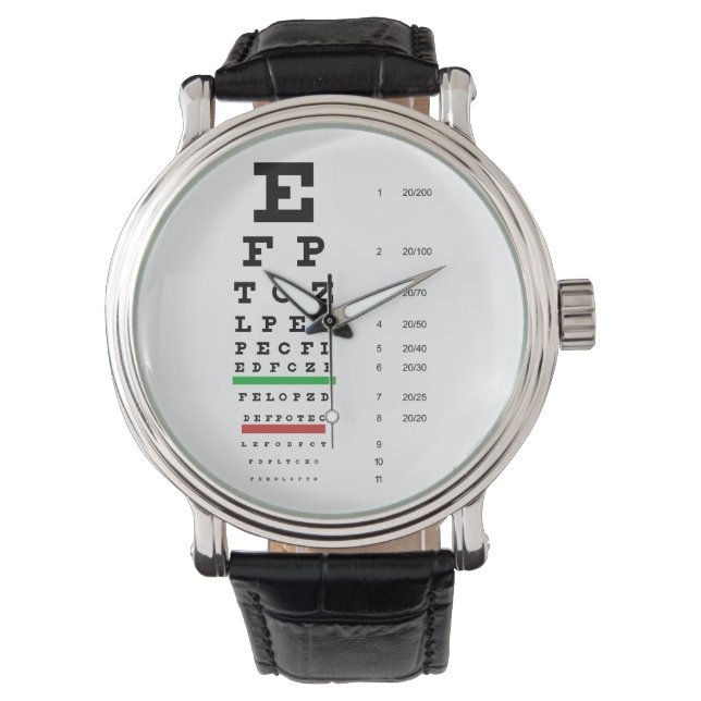 Snellen Eye Chart Horloge (Voorkant)