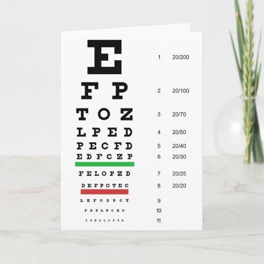 Snellen Eye Chart Kaart (Voorkant)