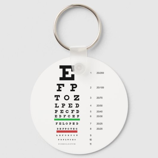 Snellen Eye Chart Sleutelhanger (Voorkant)