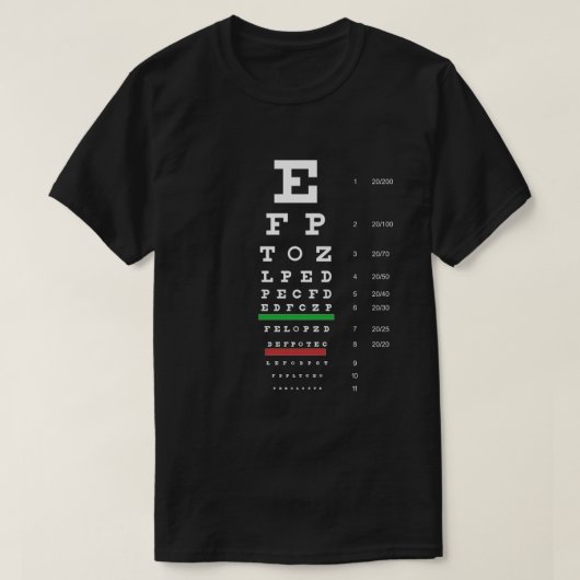 Snellen Eye Chart T-shirt (Design voorkant)