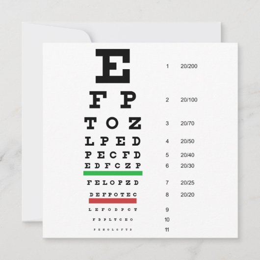Snellen Eye Chart-uitnodiging Kaart (Voorkant)