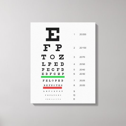 Snellen Grafiek Oogheelkunde Canvas Afdruk (Voorkant)