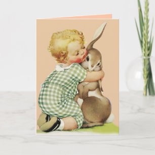 SNELLERE BUNNY baby HUGGGGING, Roze Feestdagen Kaart