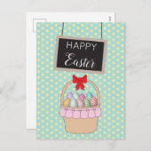 Snellere paasmandje en paaseieren feestdagenkaart (Voorkant / Achterkant)