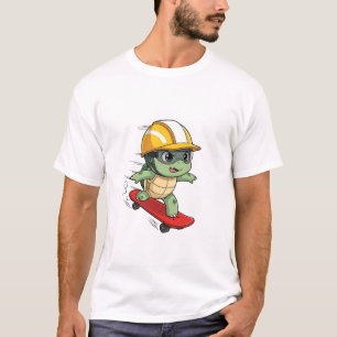 Snelrijdende Schilder Turtle Karakter T-shirt