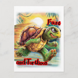 Snelste Cartoon Schildpad in de Wereld op een Feestdagenkaart