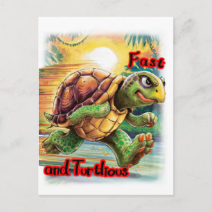 Snelste Cartoon Schildpad in de Wereld op een Feestdagenkaart