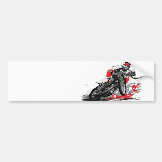 Snelweg met flatbaanmotor racer bumpersticker (Voorkant)
