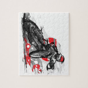 Snelweg met flatbaanmotor racer legpuzzel