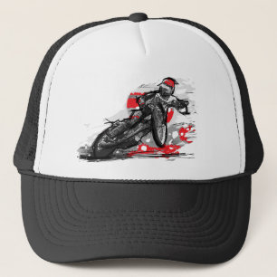 Snelweg met flatbaanmotor racer trucker pet