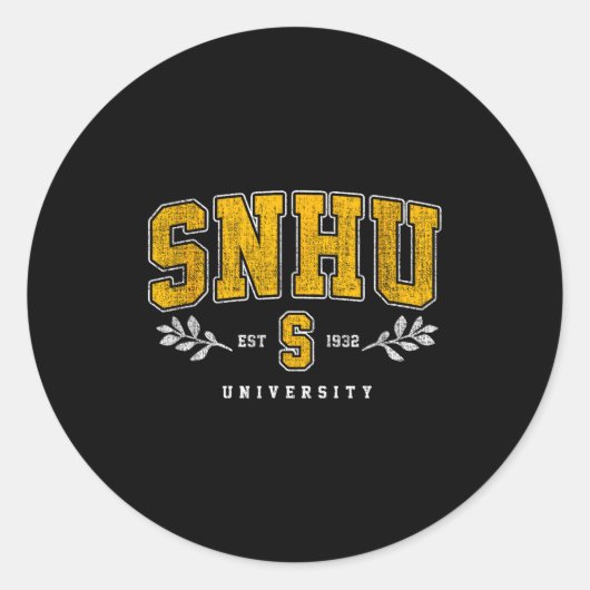 Snhu Collegiate Arch Retro Design For Men Women  Ronde Sticker (Voorkant)