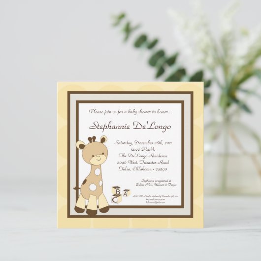 Snicker Doodle Giraff Baby shower Uitnodiging (Staand voorkant)