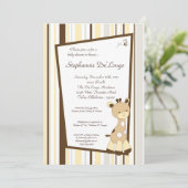 Snicker Doodle Giraffe Baby shower Invitation Kaart (Staand voorkant)