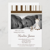 Snicker Doodle Giraffe Grey Invitation Anniversair (Devant / Derrière)