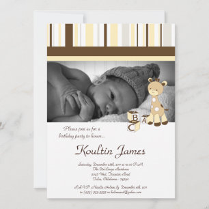 Snicker Doodle Giraffe Jaune Invitation Anniversai