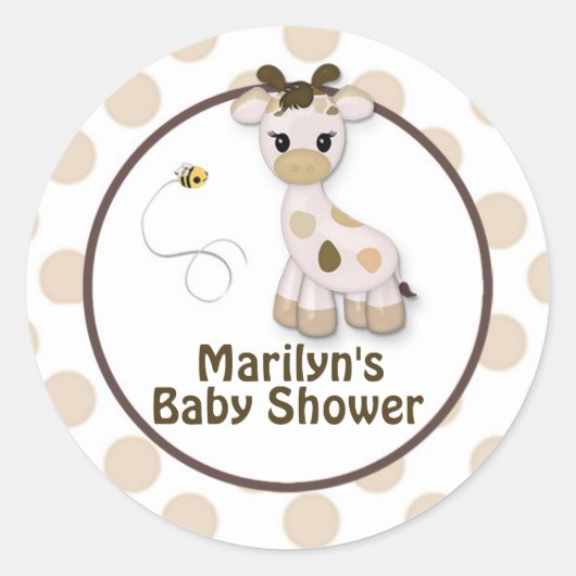 Snickerdoodle Giraffe Baby shower Stickers (Voorkant)