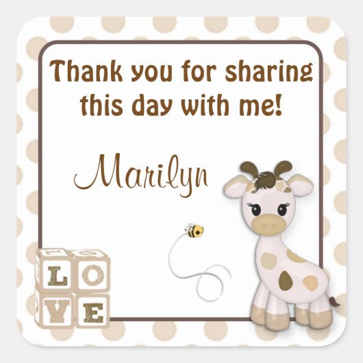 Snickerdoodle Giraffe vierkante stickers (Voorkant)