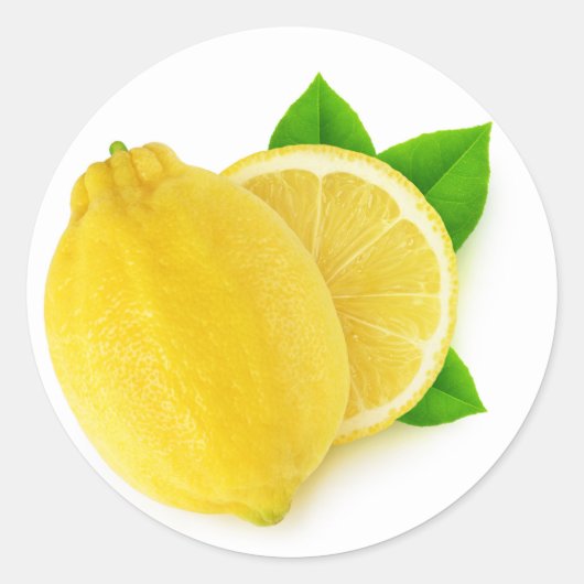 Snij citroen ronde sticker (Voorkant)
