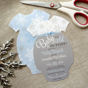 Snij-je-eigen Baby Bodysuit Blauw Sneeuwvlok Douch Kaart