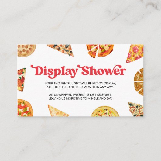 Snijd Baby! Pizza Baby shower Display Douche Informatiekaartje (Voorkant)