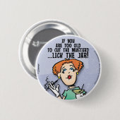 Snijd de mosterd ronde button 5,7 cm (Voorkant /achterkant)