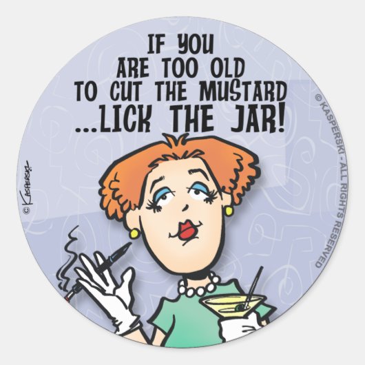 Snijd de mosterd ronde sticker (Voorkant)