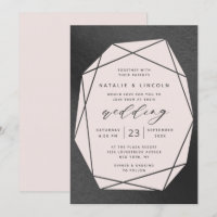 Snijd Edelsteen Blush Roze & Zwart Folie bruiloft