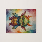 Snijd kleurrijke grappige kleine goblin legpuzzel (Horizontaal)