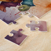 Snijd kleurrijke grappige kleine goblin legpuzzel (Zijkant)