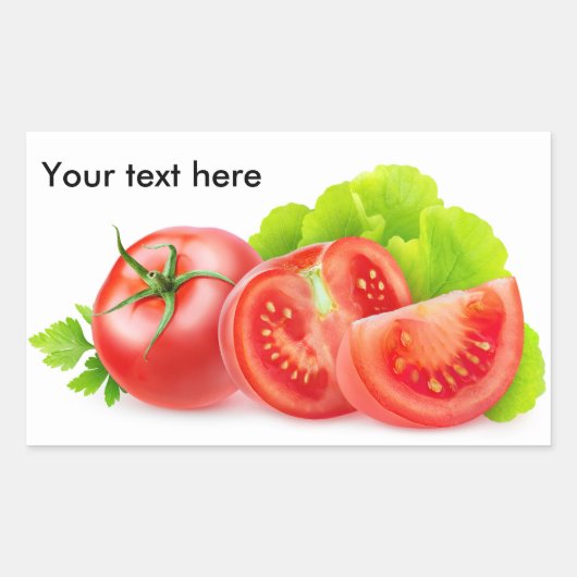 Snijd verse tomaten rechthoekige sticker (Voorkant)