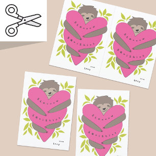 Snijdbare Luiaard Knuffels Valentijnsdag Kaart Pai