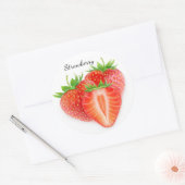 Snijden aardbeien ronde sticker (Envelop)