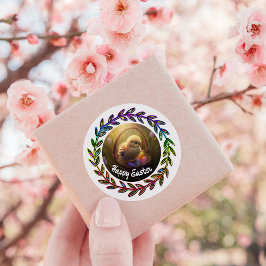 Snijden in een eiermand ronde sticker