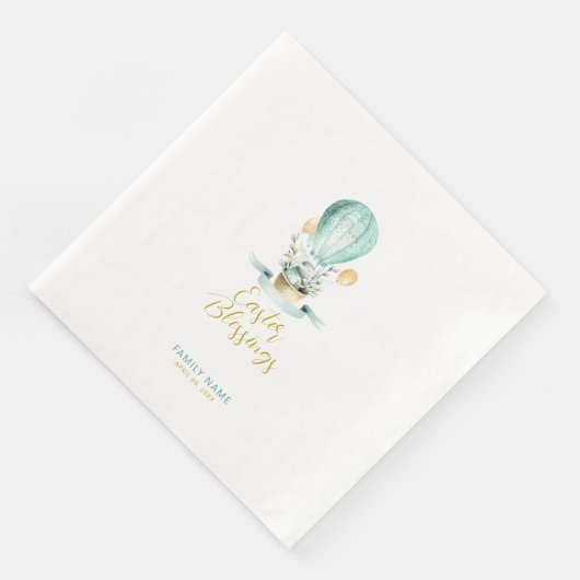 Snijder Bunny in een hete ballon, aangepaste tekst Servet (Hoek)