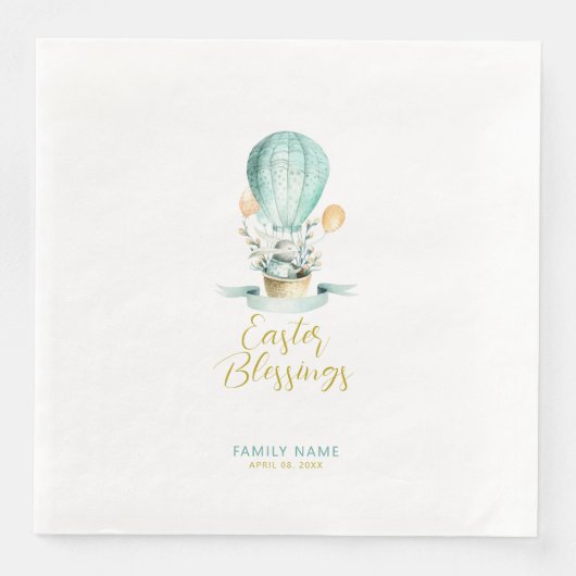 Snijder Bunny in een hete ballon, aangepaste tekst Servet (Voorkant)