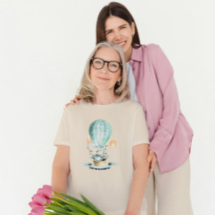 Snijder Bunny in een hete ballon, aangepaste tekst T-shirt